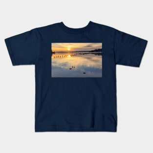 Peaceful Ducks at Golden Hour on Lake Washington Kids T-Shirt